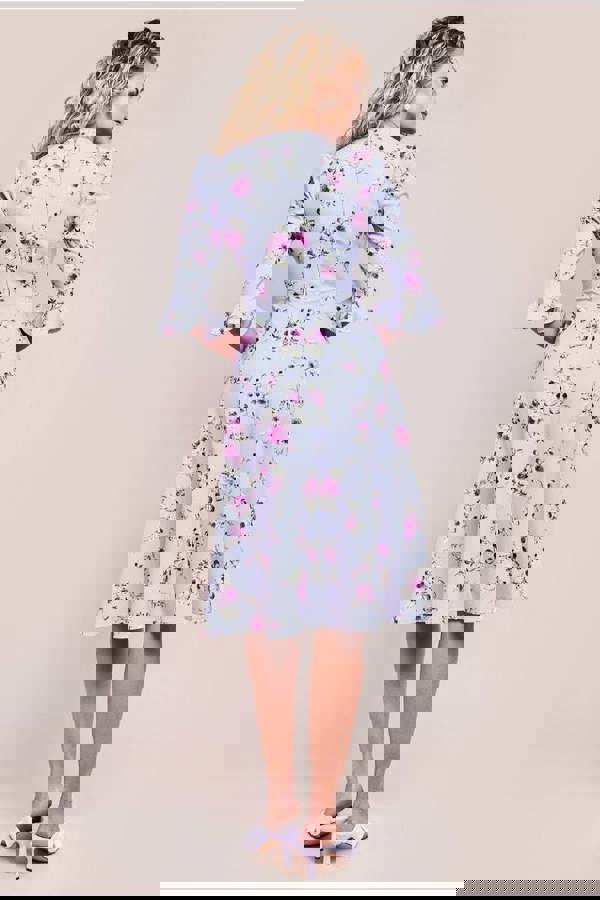 Floral Printed Flared Sleeve Midi - Lilac DR4345