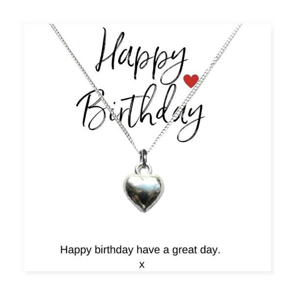 Aye Do Gifts Happy Birthday Silver Heart Charm Necklace & Gift Card