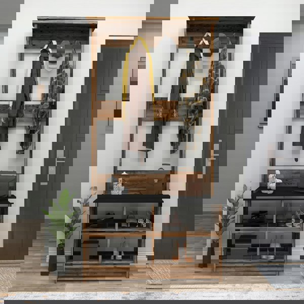 Destina Home Amelia Modern Hallways Coat Rack with 4 Shelves & Metal Hooks