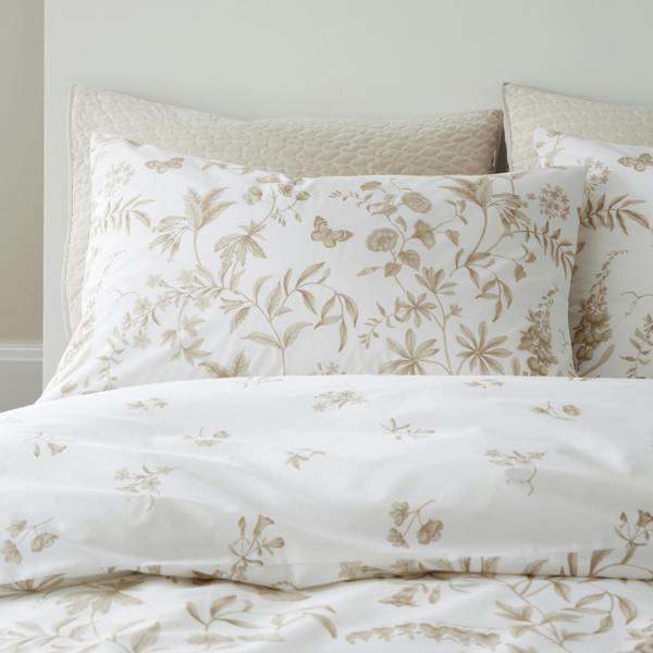 Bianca Thea Floral 200 Thread Count Cotton Reversible Duvet Cover Set Natural
