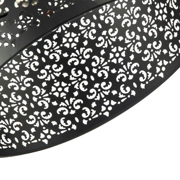 Moroccan Designed Large Black Metal Pendant Shade with Floral Decor Image 3