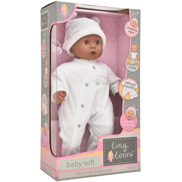 Tiny Tears Baby Soft 15" (38cm) Doll With White Outfit - Black