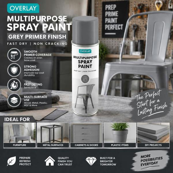 Overlay Grey Primer Matt Auto Professional Spray Paint 400ml