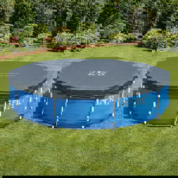 INTEX 4-in-1 Intex 10 ft x 30in Metal Frame Pool Set with Filter Cartridge, Pump & Pool Cover