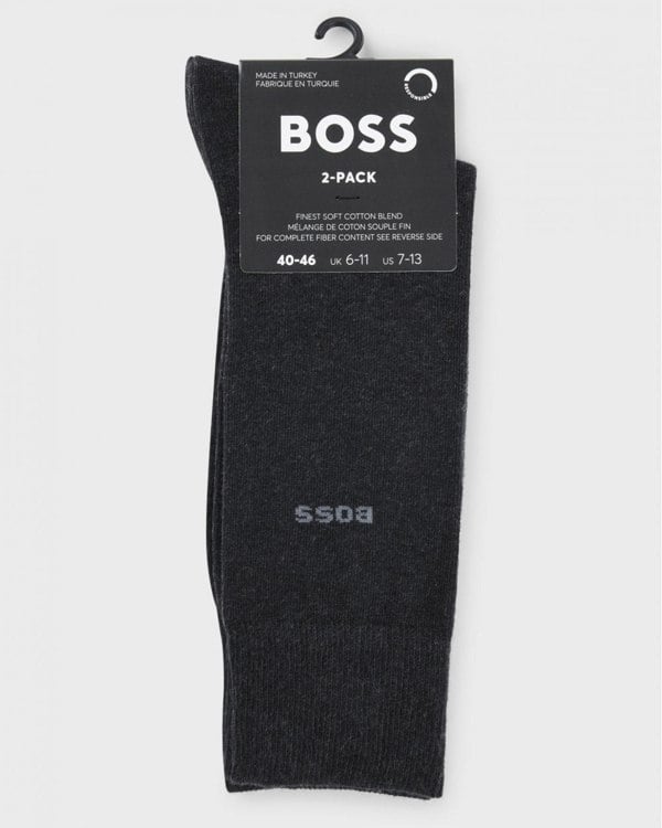 BOSS Orange 2-Pack Mens Regular Length Socks in a Cotton Blend NOS - Charcoal 012