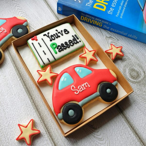 The Cookie Collaboration Hand-iced, Personalised 'You've Passed!' Cookie LETTERBOX GIFT/Driving test