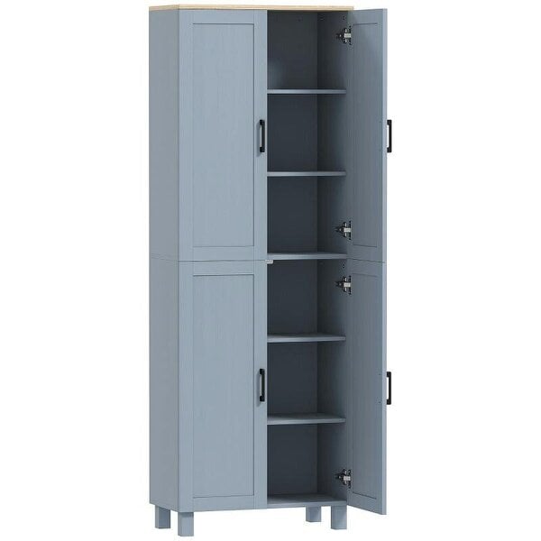 Freestanding Kitchen Cupboard, 4-Door Storage Cabinet with Adjustable Shelves, Modern Kitchen Pantry, 170cm, Grey