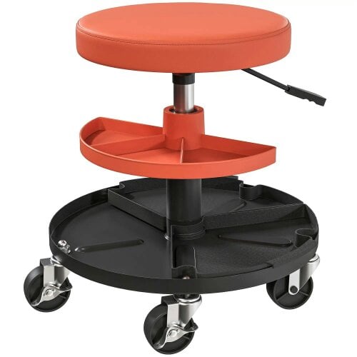 Bobobiy Rolling Mechanic Stool, 135kg Capacity Workshop Stool, 360° Swivel Roller Padded Creeper Seat with Wheels, Yellow