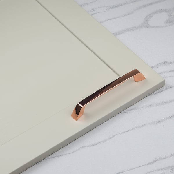 Handle & Home Rose Gold Copper Coordinating Tapered Handle, Cup Handle, and Coordinating Knob