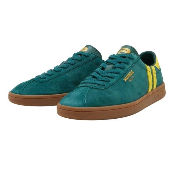 Patrick Mens Monaco Suede Cupsole Trainers - Green/Yellow - 