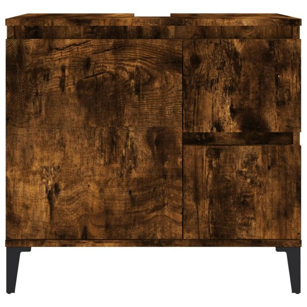 Berkfield Bathroom Cabinet Smoked Oak 65x33x60 cm Engineered Wood