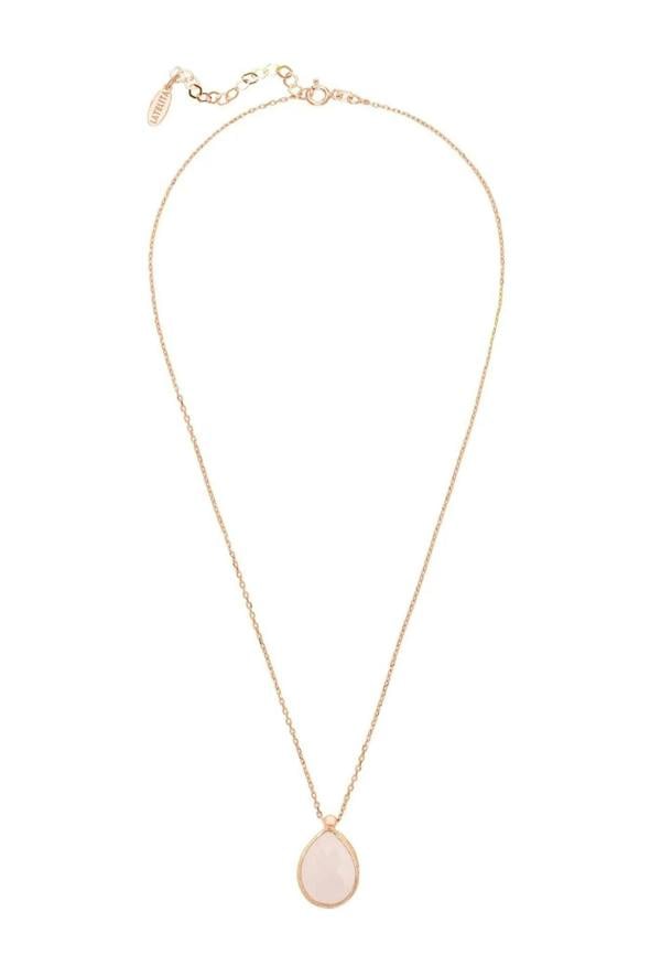 Petite Drop Necklace Rosegold Rose Quartz - LATELITA Necklaces
