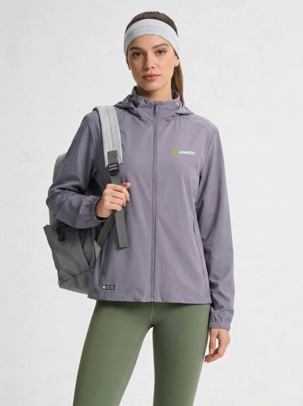 Anniou Hooded Athletic Jacket - purple