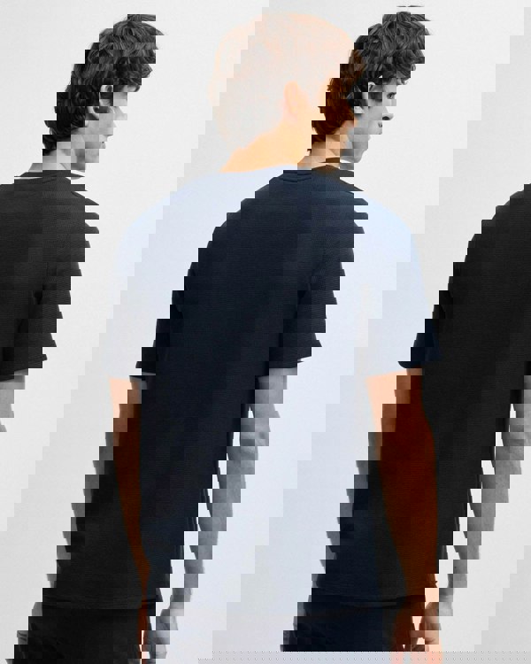 BOSS Orange Waffle Mens Cotton-Blend Pyjama T-Shirt with Embroidered Logo NOS - Dark Blue 403