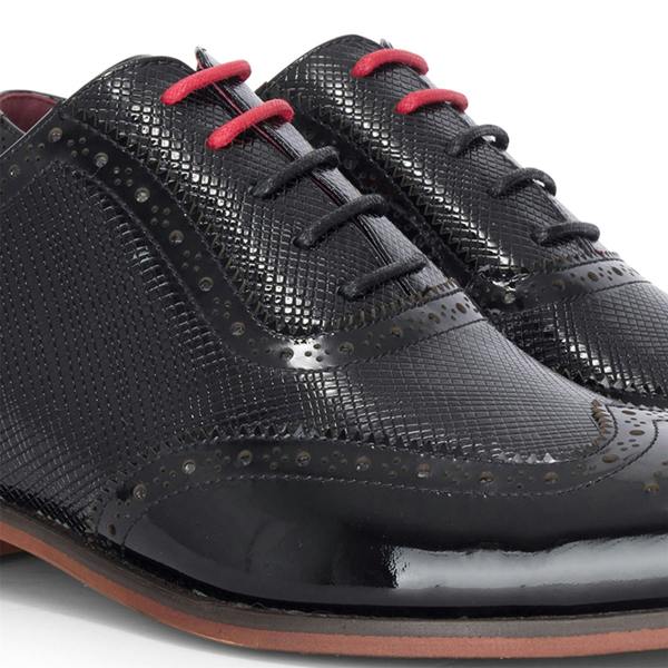 Justin Reess Men's Black Patent Leather Brogue Shoes - Flynn
