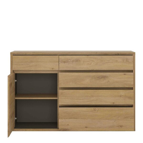 Wyld Haus Athens Natural Oak Wood Effect 1 Door 5 Drawer Storage Chest