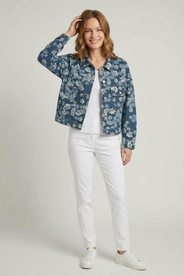 Izabel London Floral Relaxed Denim Jacket