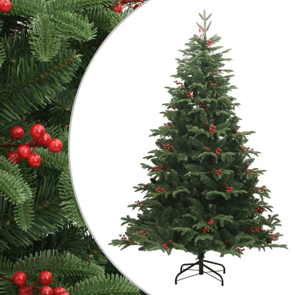 Berkfield Artificial Hinged Christmas Tree with Cones and Berries 210 cm