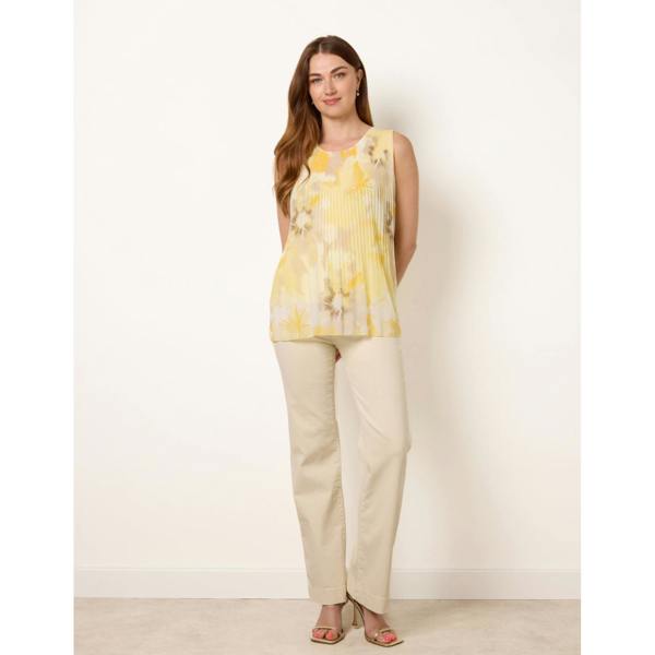 Blue Vanilla Watercolour Floral Printed Pleated Top