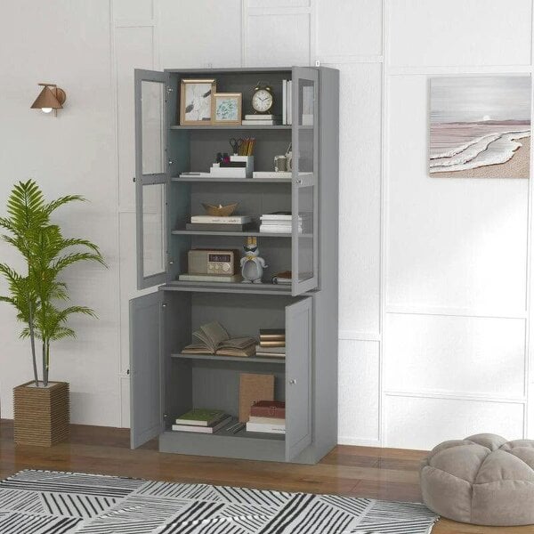 Double Storage Display Cabinet - Grey
