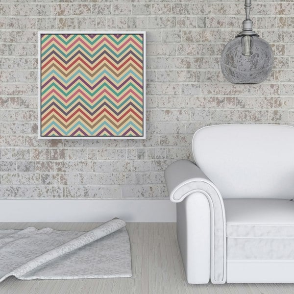 Warren Reed Geometric Vintage Colored Chevron Pattern Framed Canvas