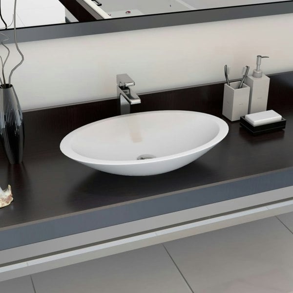 Berkfield Wash Basin 59.3x35.1x10.7 cm Mineral Cast/Marble Cast White