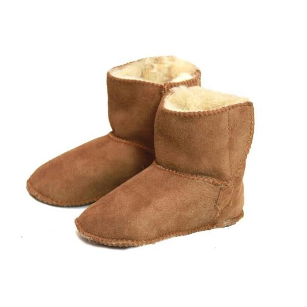 Eastern Counties Leather Baby Sheepskin Touch Fasten Tab Booties - Chestnut