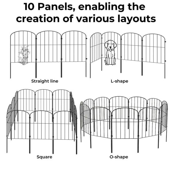 Levede 10 Pack Animal Barrier Metal Decorative Garden Fence Outdoor Pet Border