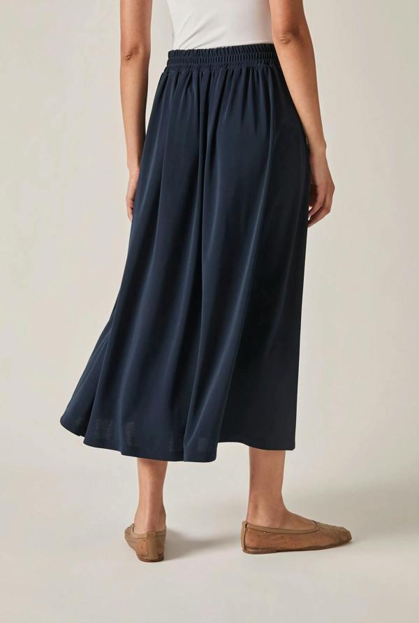 James Lakeland Navy Jersey Midi Skirt