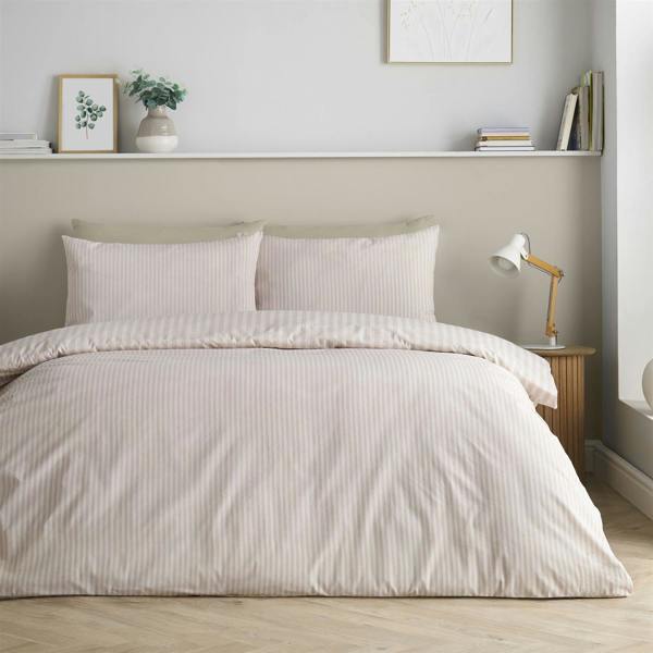 Epping Textured Stripe Natural Duvet Cover Set