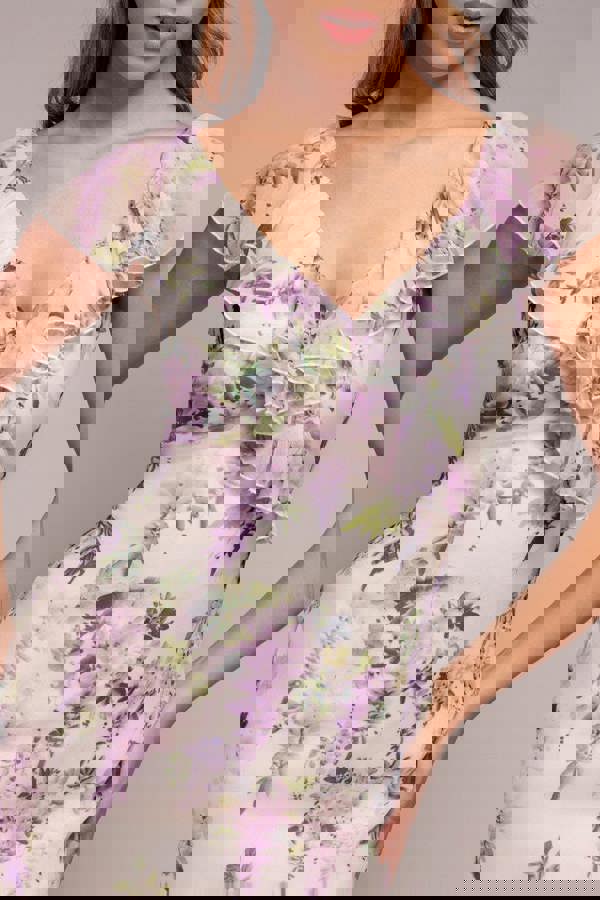 Printed Ruffle Neck & Hem Dress - Multi DR3881QZ