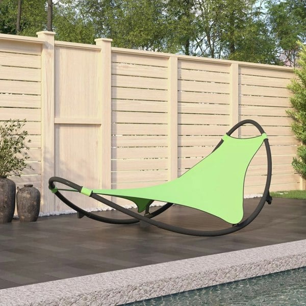 Berkfield Rocking Sun Lounger with Wheels Steel & Textilene Fabric Green