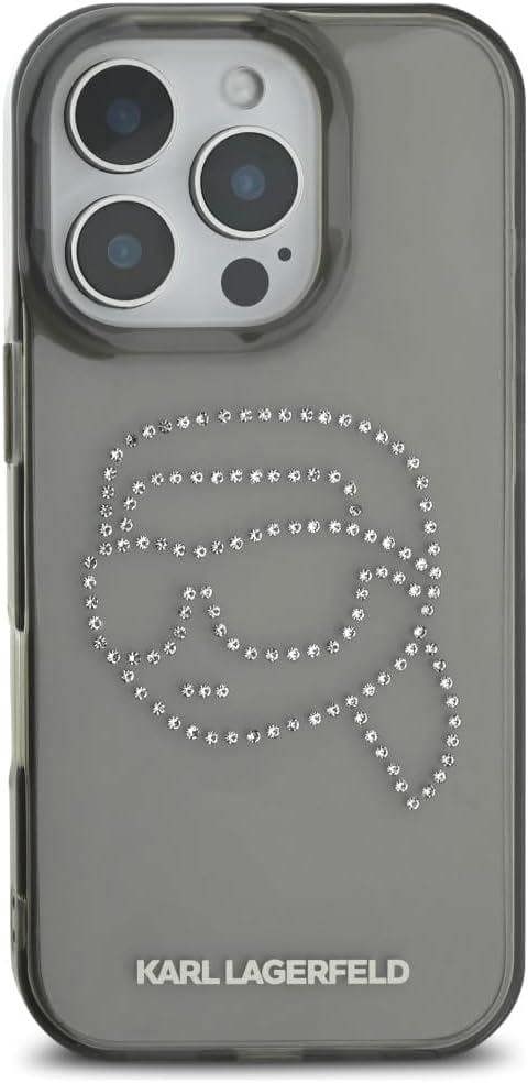 Karl Lagerfeld IML Rhinestones Karl Head Case for iPhone 16 Pro 6.3" Black - KLHCP16LHKHDCELK