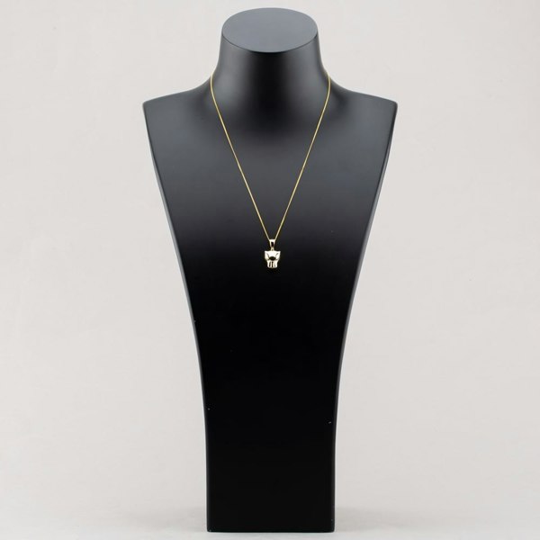 T. H. Baker 9ct Gold Panther Head Green Crystal Eye Pendant Necklace NBE016