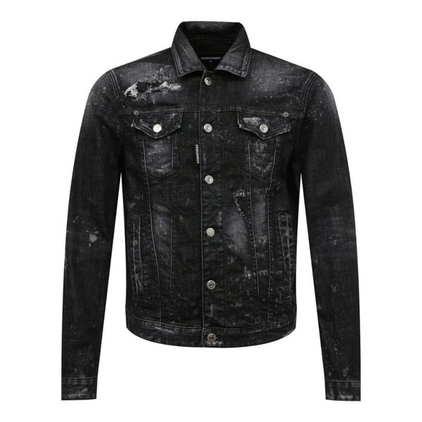 DSQUARED2 S74AM1307 S30357 DAN JEAN JACKET 900 BLACK DENIM JACKET Mens 48
