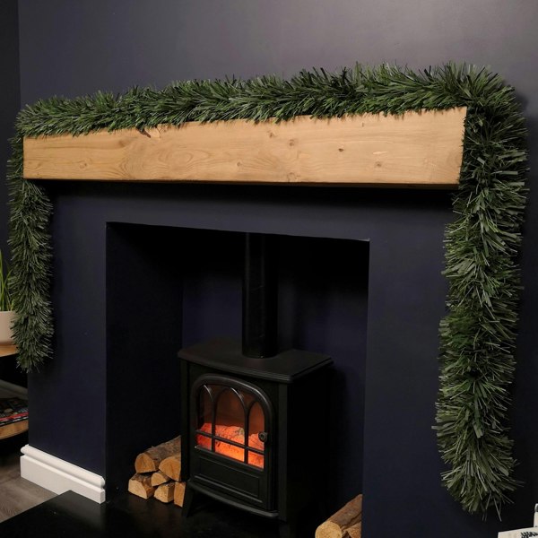 Samuel Alexander 3m x 15cm Festive 6 Ply Chunky Green Pine Christmas Tinsel Garland Decoration