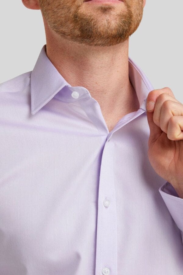Tailored Fit Lilac Non-Iron Pure Cotton Twill Shirt