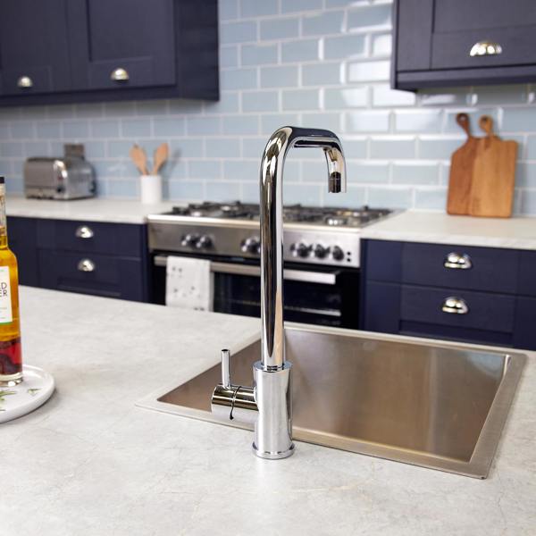 Top-Fix | Vito Square Neck Style Kitchen Mixer Tap | Polished Chrome Finish