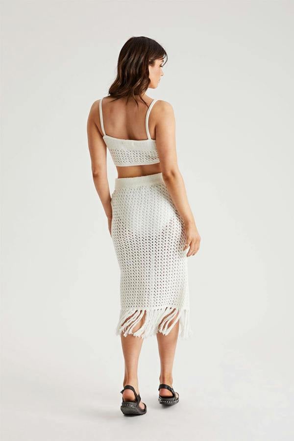 Urban Bliss Tassel Open Stitch Top & Midi Skirt