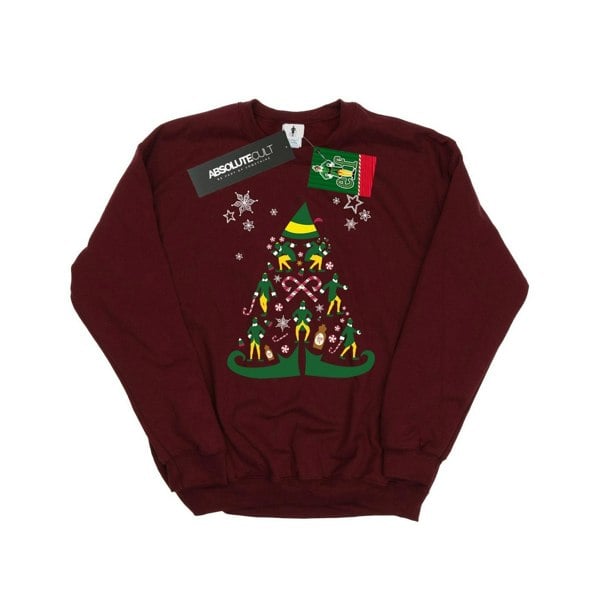 Elf Womens Christmas Tree Sweatshirt - Burgundy