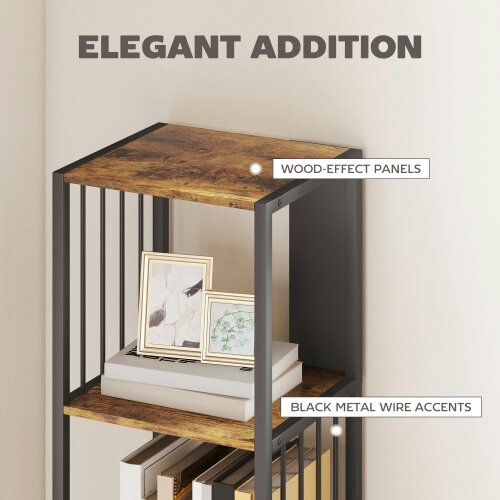 Wyld Haus Remo Metal And Wood Rustic Brown 5 Tier Bookshelf With Steel Frame