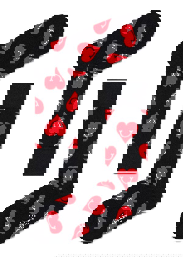 Happy Socks - Smiley Hearts Socks, Black/red - Boxers - and - Briefs.net