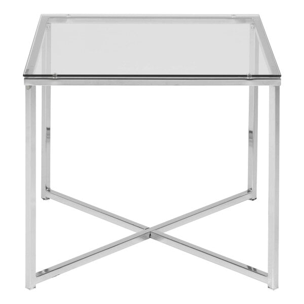 Wyld Haus Oakfern Square Silver Metal Side Table Glass Top
