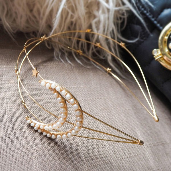 Luna Charles Aisha Gold Moon Pearl Headband