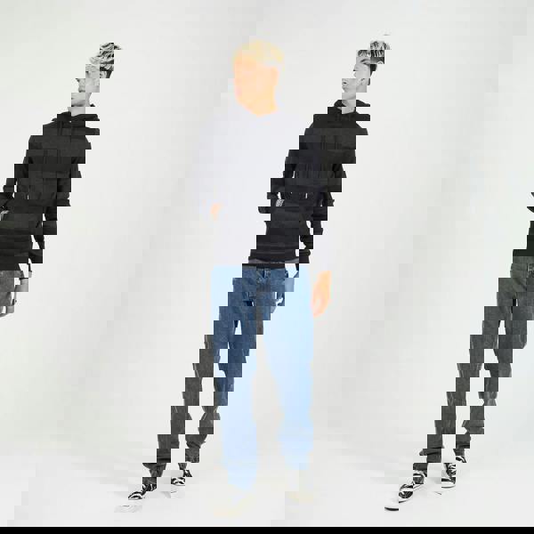 Brave Soul Black Cotton Striped Knit Hoody - Black Image 3