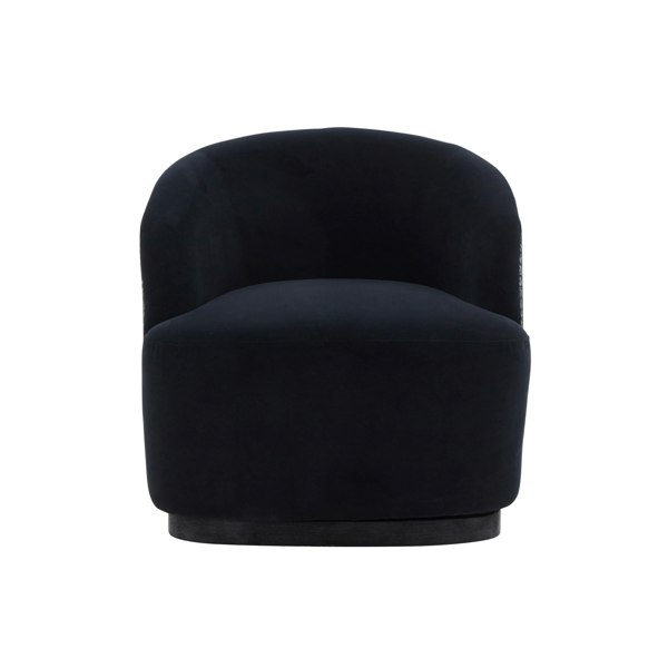 Furniture Edit Reese Black Velvet Swivel Accent Occasional Chair