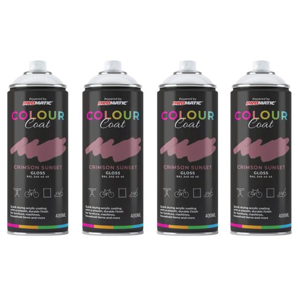 Colour Coat 4X Crimson Sunset RAL 340 40 40 Gloss Spray Paint 400ml