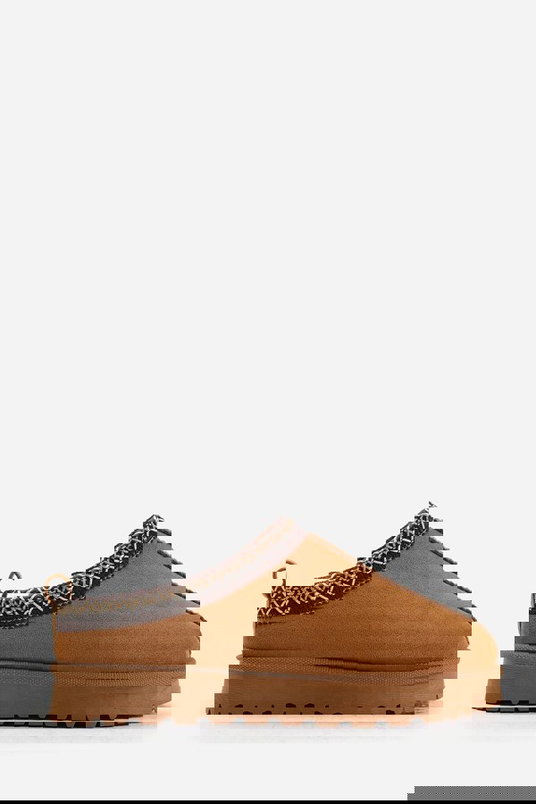 Where's That From Pine Aztec Detail Faux Fur Lining Mini Boots in Chestnut Suede