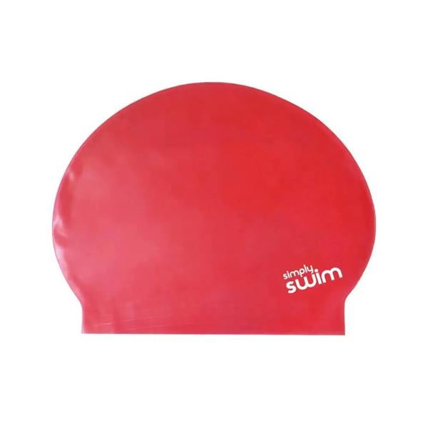 Red Simply Swim silicone cap with solid colours latex design