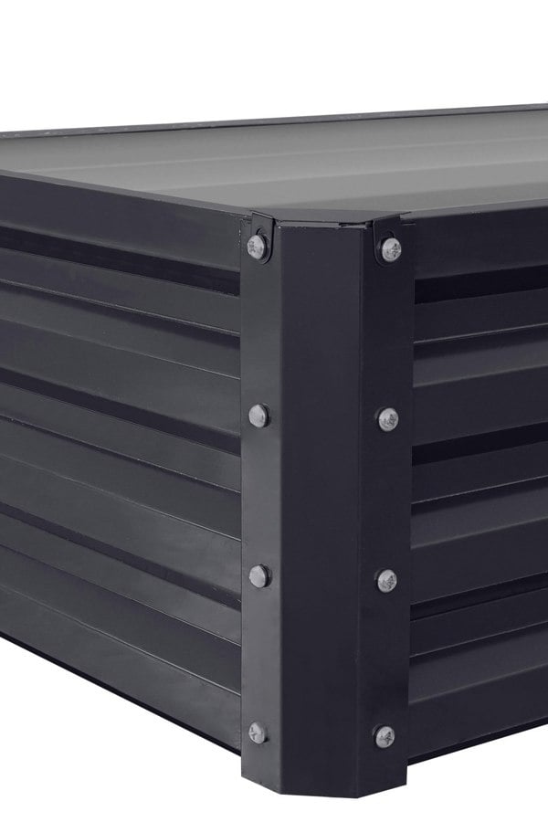 Living and Home L-Shaped Galvanized Steel Raised Garden Bed Charcoal Black